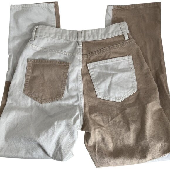 PacSun Womens High Rise Straight Jeans Two-Tone Beige/White Size 24 - Picture 5 of 11